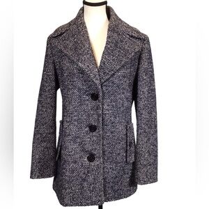 Calvin Klein Tweed Wool Pea Coat Women Size 4 Single Breasted Button Up Jacket